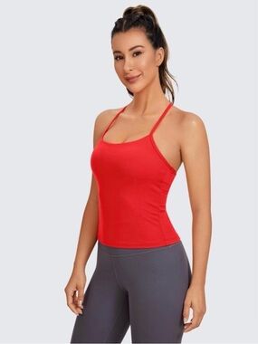 CRZ YOGA Red Ribbed Racerback Camisole